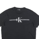CALVIN KLEIN Womens Black Graphic T-Shirt XL Short Sleeve Crew Neck Logo Print