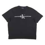 CALVIN KLEIN Womens Black Graphic T-Shirt XL Short Sleeve Crew Neck Logo Print