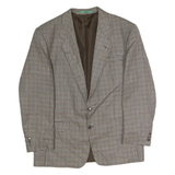 CANDA Mens Brown & Blue Wool Houndstooth Tailored Button Jacket 2XL Woollen
