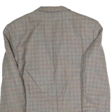 CANDA Mens Brown & Blue Wool Houndstooth Tailored Button Jacket 2XL Woollen