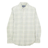 POLO RALPH LAUREN Mens Beige & White Checked Shirt XS Casual Cotton Blend Long