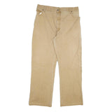 DICKIES Mens Cotton Blend Beige Regular Fit Straight Leg Trousers W34 L30
