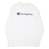 CHAMPION Mens White Cotton Blend Long Sleeve Crew Neck Graphic T-Shirt S