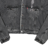 LEVI'S Womens Black Cotton Blend Denim Sherpa Lined Button Jacket XL