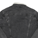 LEVI'S Womens Black Cotton Blend Denim Sherpa Lined Button Jacket XL
