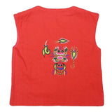 Womens Red Polyester Blend Embroidered Button Jacket S Plain Ethnic Craft