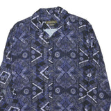 ZARA Mens Blue & Black Patterned Shirt M Cotton Blend Casual Long Sleeve