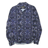 ZARA Mens Blue & Black Patterned Shirt M Cotton Blend Casual Long Sleeve