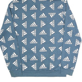 ADIDAS Mens Blue All Over Logo Pullover Hoodie M Cotton Blend