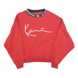 KARL KANI Womens Red Crew Neck L Sweatshirt Cotton Blend Logo Collar