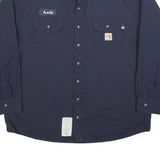 CARHARTT Mens Navy Blue Work Shirt 2XL Cotton Blend Durable Button Down