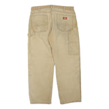 DICKIES Mens Cotton Blend Beige Regular Fit Straight Leg Trousers W34 L28