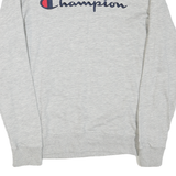 CHAMPION Mens Grey Cotton Blend Crew Neck M Logo Sweatshirt Lightweight Casual