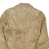 SUZY Womens Beige Leather Button Jacket M Soft Comfortable Classic Stylish