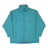 Mens Teal Zip Up Jacket XL Polyester Blend Plain Pocketed Casual Outerwear