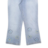 VILA Girls Regular Fit Light Blue Denim Jeans W26 L26 Embroidered Floral Design