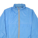 Mens Blue Lightweight Nylon Zip-Up Jacket L Plain Casual Outdoor Windbreaker