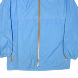 Mens Blue Lightweight Nylon Zip-Up Jacket L Plain Casual Outdoor Windbreaker