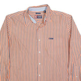 CHAPS Mens Orange & Blue Stripe Cotton Blend Shirt XL Long Sleeve Button
