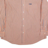 CHAPS Mens Orange & Blue Stripe Cotton Blend Shirt XL Long Sleeve Button
