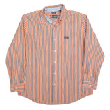 CHAPS Mens Orange & Blue Stripe Cotton Blend Shirt XL Long Sleeve Button