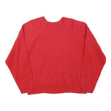 TULTEX Mens Red Crew Neck L Cotton Blend Sweatshirt Plain Pullover Casual