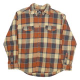 PACIFIC OUTFITTERS Mens Orange & Beige Checked Long Sleeve Shirt L Casual