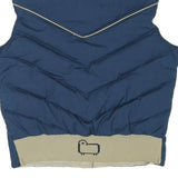 WOOLRICH Womens Blue & Beige Sleeveless Quilted Jacket L Polyester Blend Button