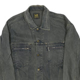 LEE Mens Grey Button Denim Jacket L Cotton Blend Classic Fit Casual