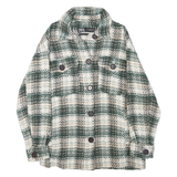 ZARA Womens Green & Cream Checked Button Jacket XS Cotton Blend Woven Stylish