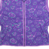 BROOKS Womens Purple Patterned Fleece Full Zip S Floral Print Casual Jumper