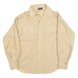 Mens Beige Patterned Shirt Button Long Sleeve L Vintage Style Casual