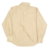 Mens Beige Patterned Shirt Button Long Sleeve L Vintage Style Casual