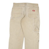 DICKIES Mens Jeans Beige Regular Straight Denim W34 L32 Durable Workwear Zip