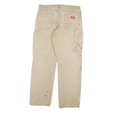 DICKIES Mens Jeans Beige Regular Straight Denim W34 L32 Durable Workwear Zip