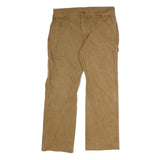 DICKIES Mens Cotton Blend Khaki Regular Fit Straight Leg Trousers W36 L28