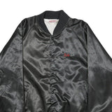 HARTWELL Mens Black Nylon Bomber Jacket L Satin Finish Embroidered Back Logo