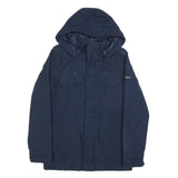 CARHARTT Mens Navy Blue Hooded Cotton Blend Jacket S Zip Casual Workwear