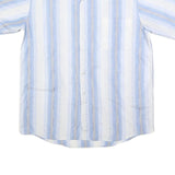 FOTRE UOMO Mens Blue & White Striped Casual Shirt M Cotton Blend Short Sleeve