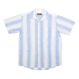 FOTRE UOMO Mens Blue & White Striped Casual Shirt M Cotton Blend Short Sleeve