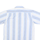 FOTRE UOMO Mens Blue & White Striped Casual Shirt M Cotton Blend Short Sleeve