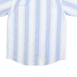 FOTRE UOMO Mens Blue & White Striped Casual Shirt M Cotton Blend Short Sleeve