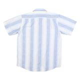 FOTRE UOMO Mens Blue & White Striped Casual Shirt M Cotton Blend Short Sleeve