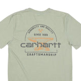 CARHARTT Mens Green Pocket T-Shirt S Short Sleeve Crew Neck Logo Graphic