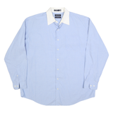 NAUTICA Mens Blue & White Shirt XL Cotton Blend Classic Button Down Collar Long