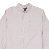 TOMMY HILFIGER Mens Red & White Stripe Shirt M Classic Button-Down Cotton Blend