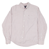 TOMMY HILFIGER Mens Red & White Stripe Shirt M Classic Button-Down Cotton Blend