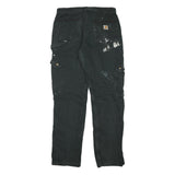 CARHARTT Mens Relaxed Black Cotton Blend Zip Trousers W33 L32 Workwear Cargo