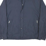 KINGFIELD Mens Blue Button Jacket L Polyester Blend Plain Classic Casual