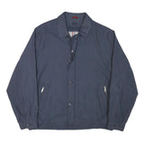 KINGFIELD Mens Blue Button Jacket L Polyester Blend Plain Classic Casual